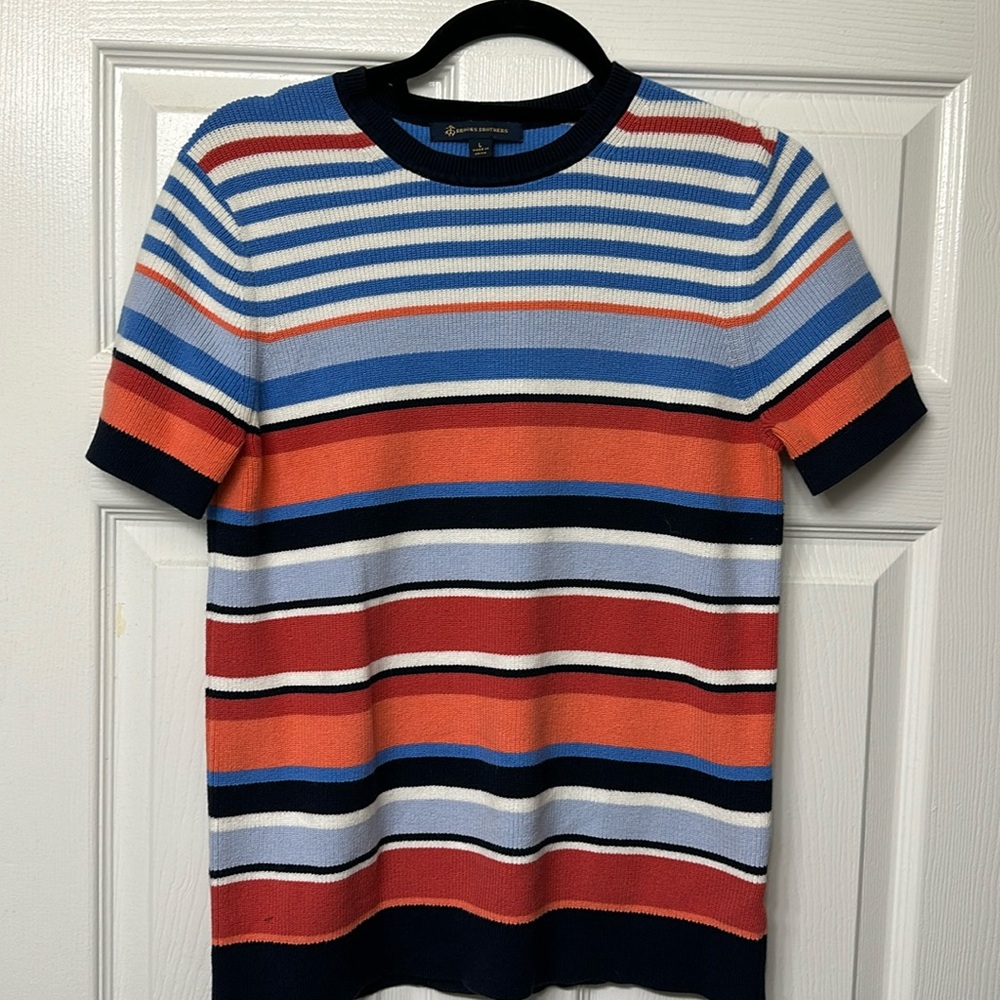 Brooks Brothers 100% Cotton Striped Sweater
